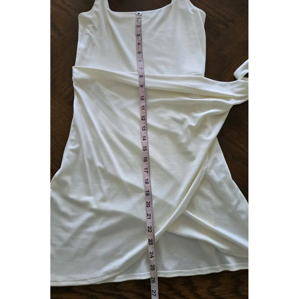 Aritzia Wilfred Saturn Ivory Tencel Tie Front Fixed Wrap Ballerina Dress S - Picture 11 of 11